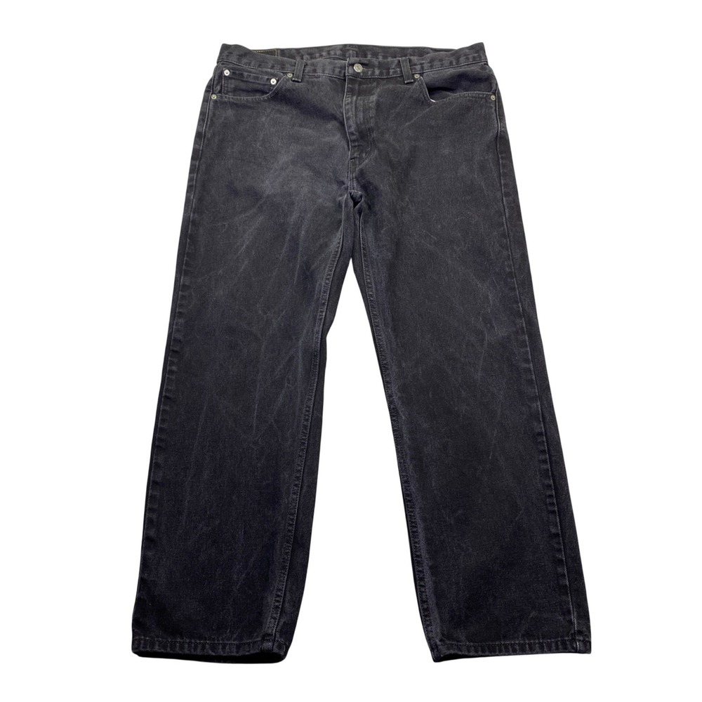Levis 505 Regular Fit Mens Jeans Faded Black Denim Sz 40 Grunge Western Preppy